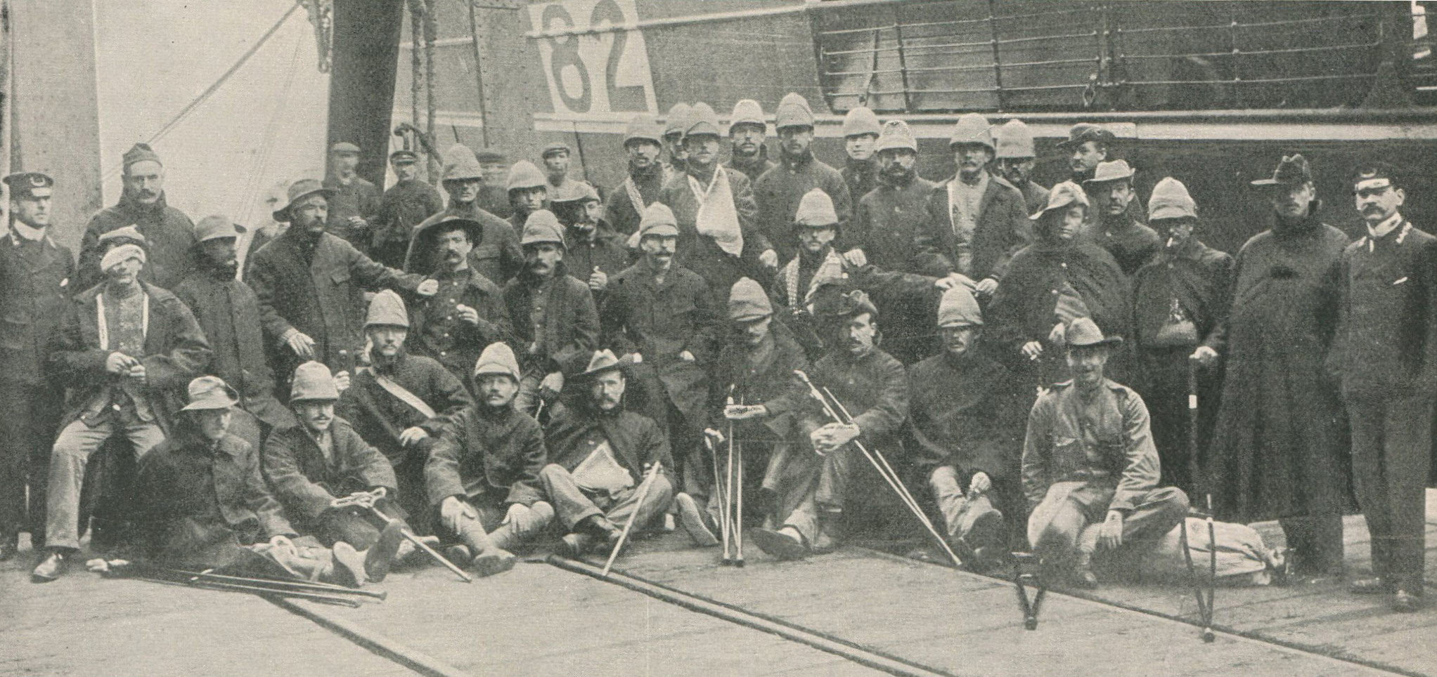 British wounded from Spion Kop and Colenso on board ship for 'Blighty'