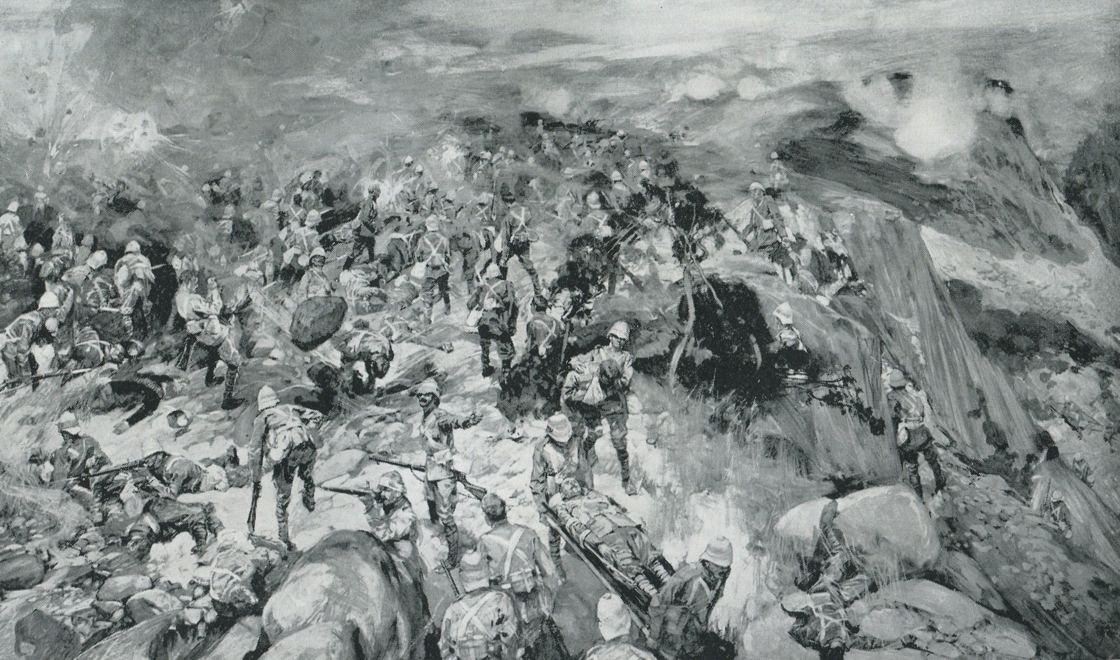 Thorneycroft's troops on Spion Kop by Frank Craig from a skech by an officer