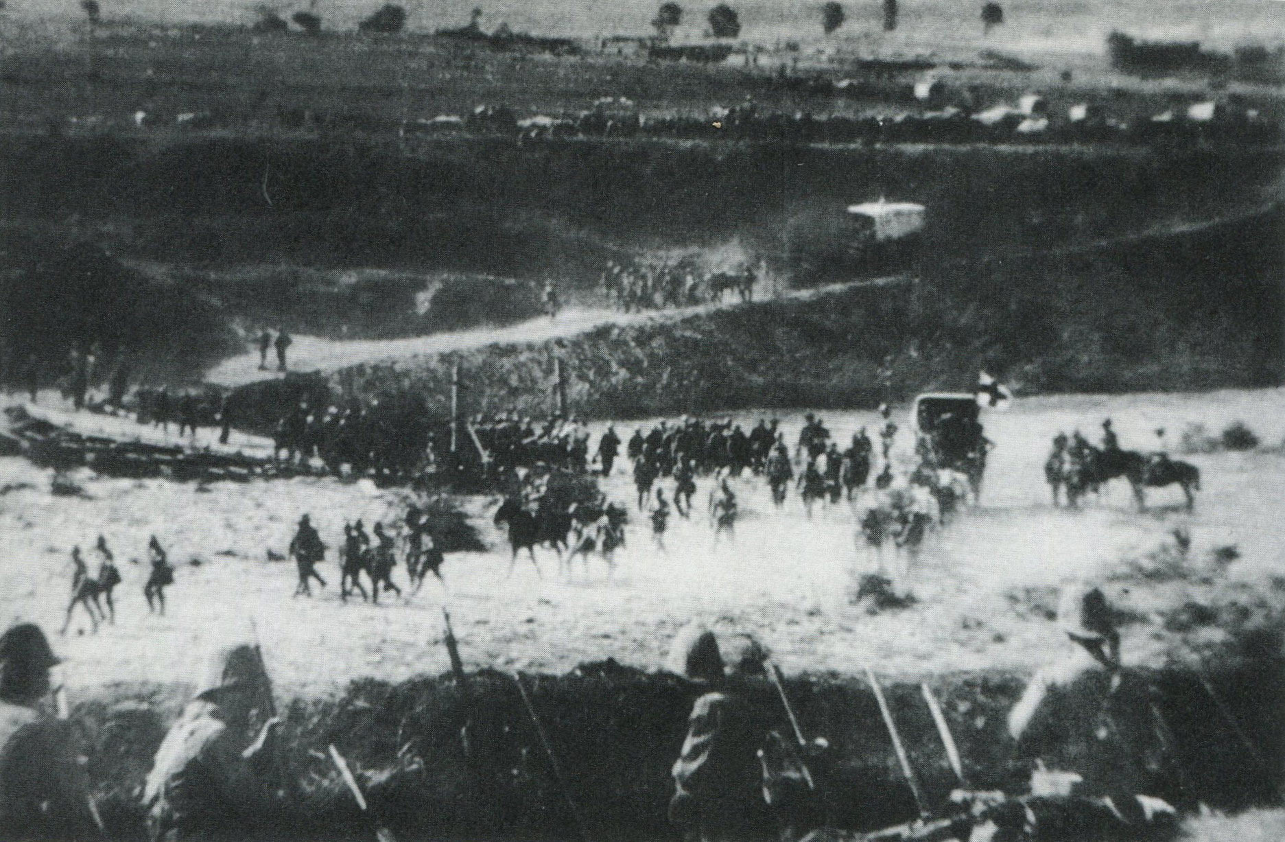 British troops retreating across the Tugela River after the Battle of Spion Kop