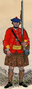 The Highland Regiment: Battle of Fontenoy on 11th May 1745 in the War of the Austrian Succession: picture by Mackenzies after Representation of Cloathing