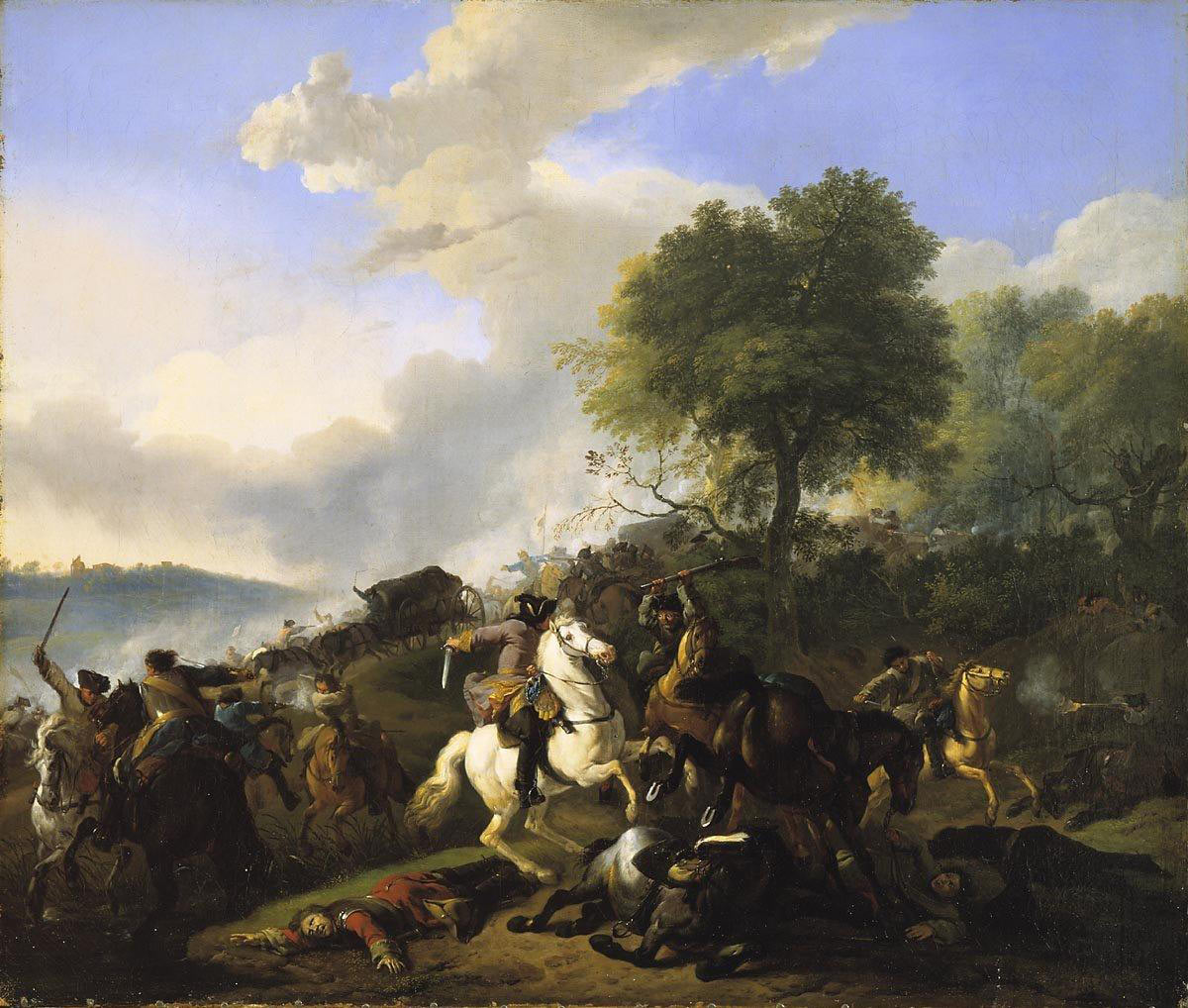 Cavalry battle: Battle of Lauffeldt 21st June 1747 in the War of the Austrian Succession: picture by Jan van Huchtenburg