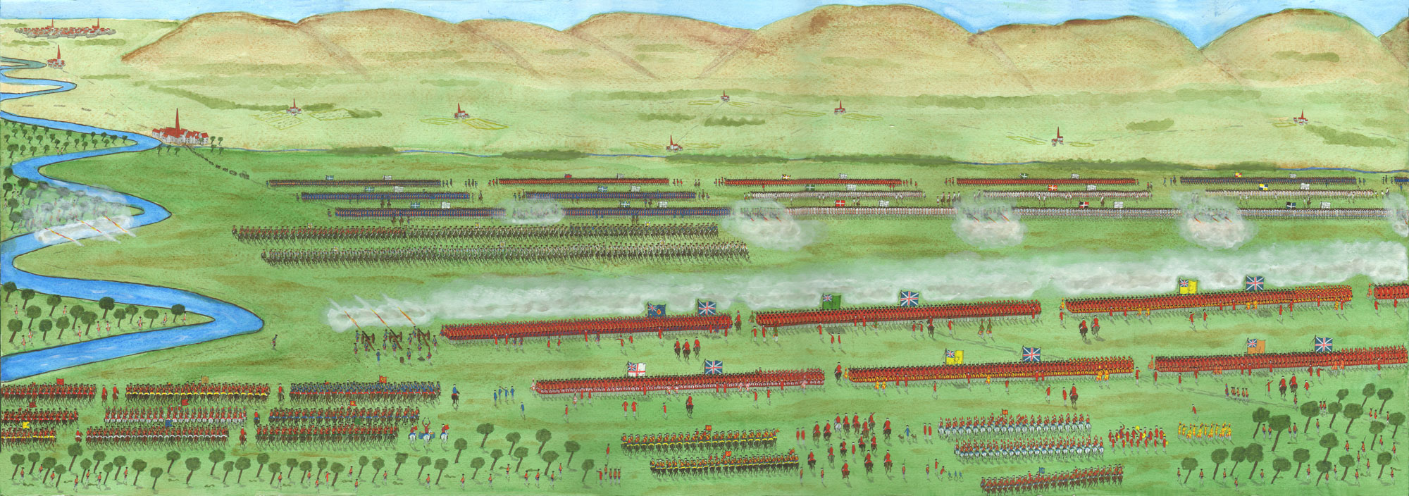 Battle of Dettingen on 27th June 1743 in the War of the Austrian Succession: picture by John Mackenzie