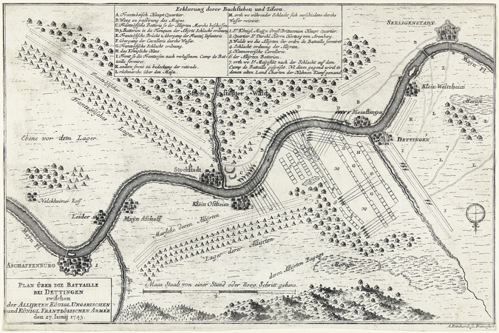 Map of the Battle of Dettingen: by Andreas Reinhard (II) of Frankfurt