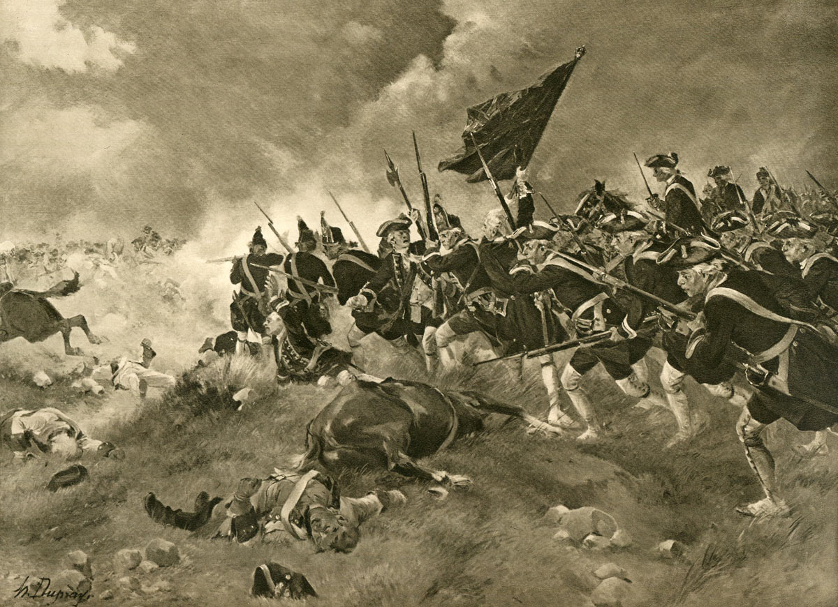 Battle of Dettingen fought on 27th June 1743 in the War of the Austrian Succession: picture by Henri Dupray: click here to buy this picture