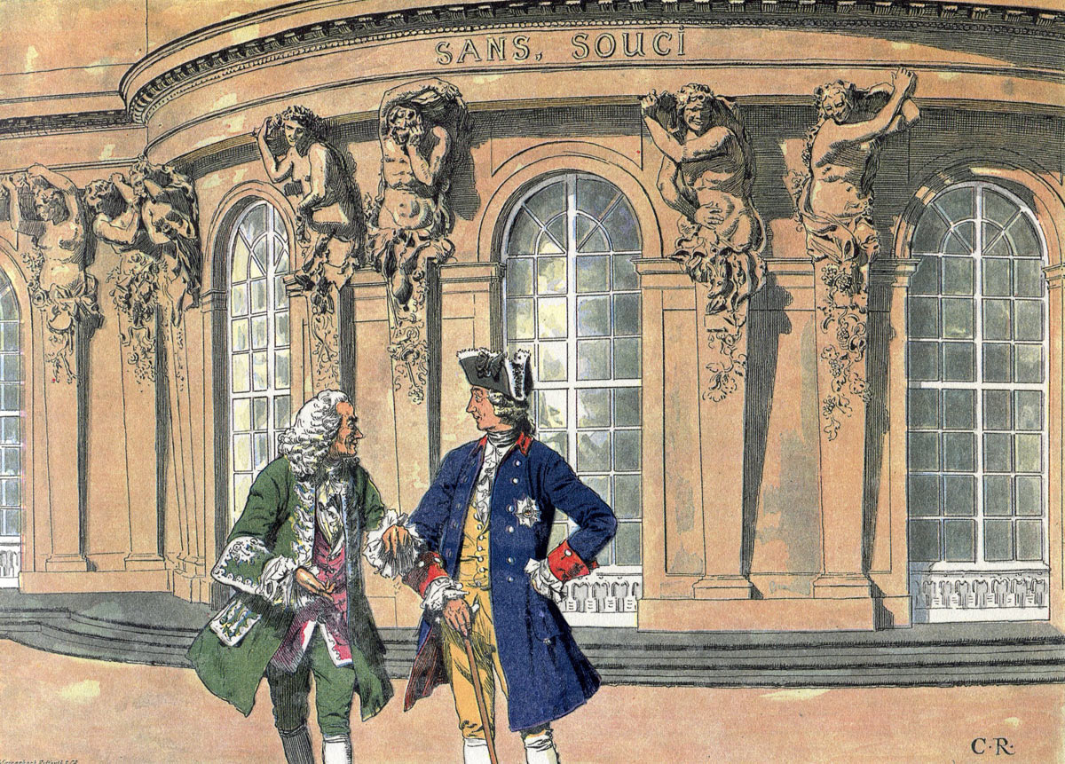 Frederick the Great with the French Philosopher Voltaire at Sans Souci: picture by Carl Röchling: click here to buy this picture