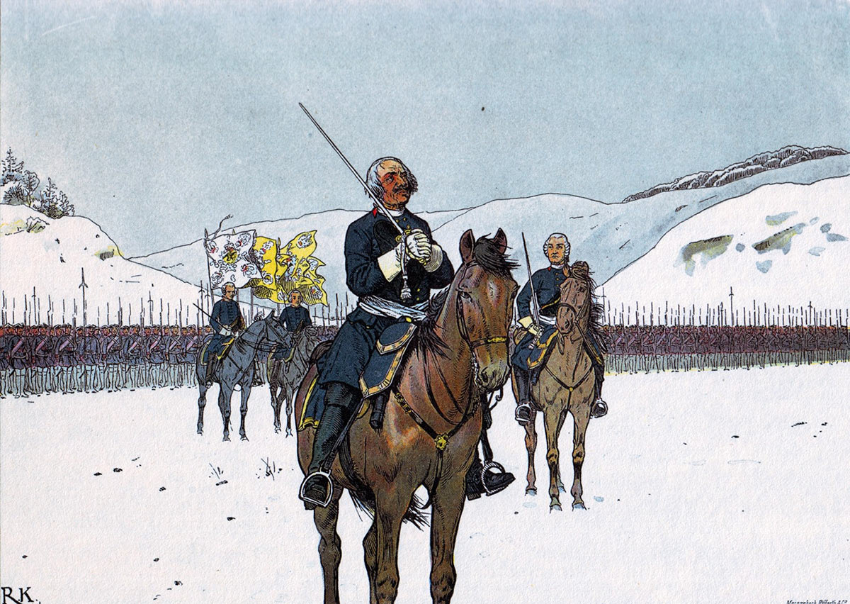 The Old Dessauer praying before his troops