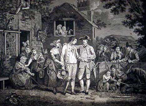 British army recruiting sergeant at work in the 1750s