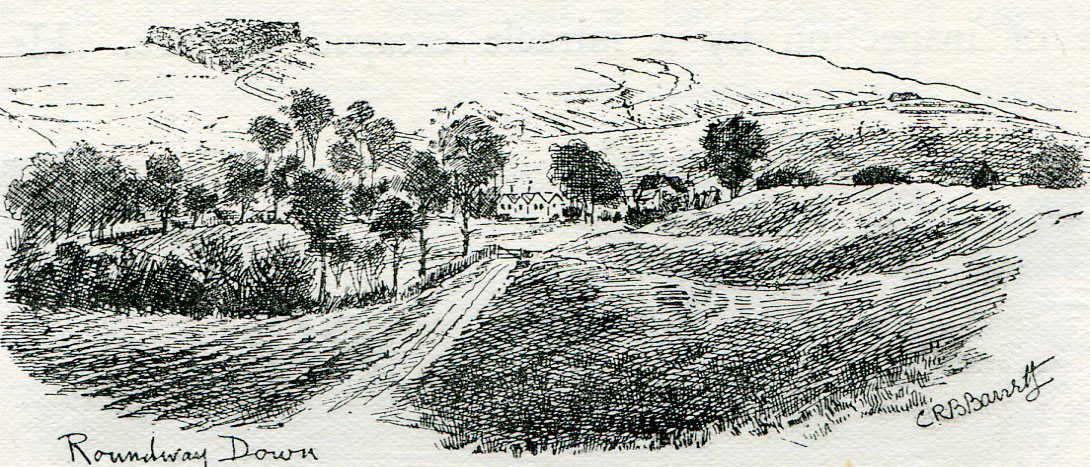 Scene of the Battle of Roundway Down on 13th July 1643 during the English Civil War: drawing by C.R.B. Barrett