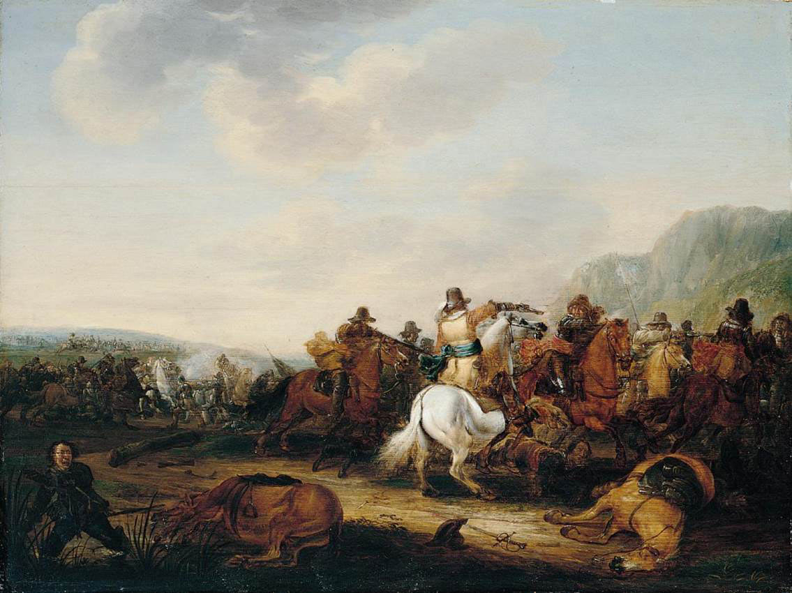 Cavalry action at the time of the English Civil War: Battle of Roundway Down on 13th July 1643 during the English Civil War