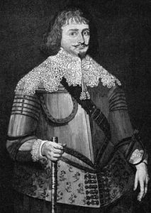 Sir Bevil Grenville commander of a Cornish regiment of foot mortally wounded at the Battle of Lansdown Hill on 5th July 1643 in The English Civil War: click here to buy this picture