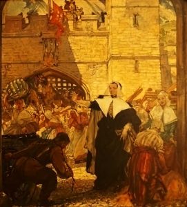 Dorothy Hazzard, Joan Batten and Widow Kelly led a party of women who attempted to re-inforce the gate with woolsacks and earth to keep the Royalists from breaking through.