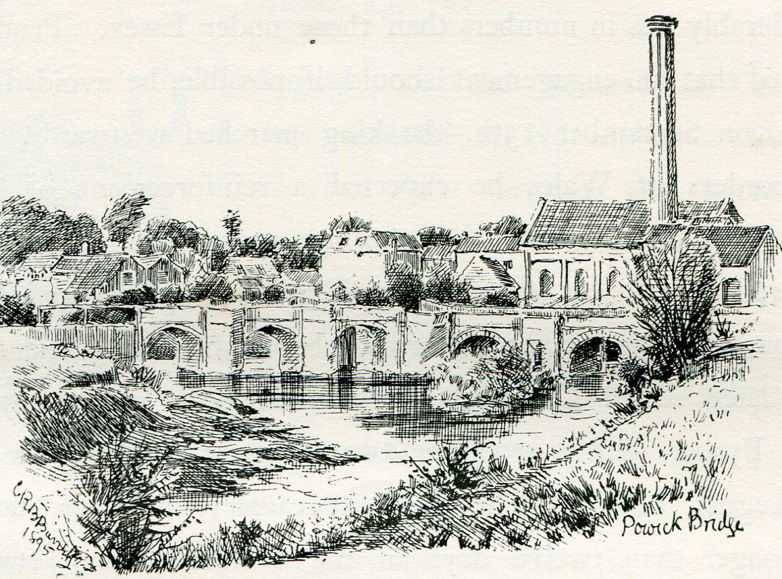 Powick Bridge: Battle of Edgehill 23rd October 1642 during the English Civil War: drawing by C.R.B. Barrett