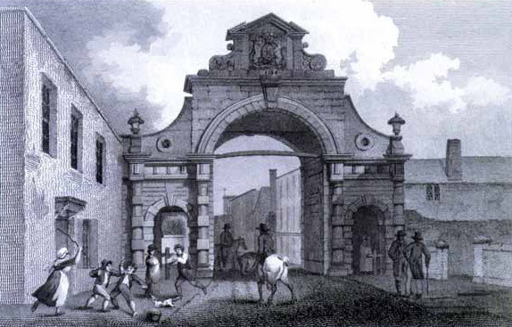 Temple Gate attacked by the Cornish Army of Prince Maurice during the Storming of Bristol on 26th July 1643 in the English Civil War