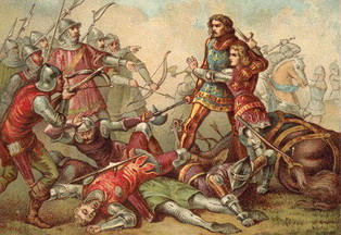 Capture of King John of France and his 14 year old son at the Battle of Poitiers on 19th September 1356 in the Hundred Years: click here to buy this picture