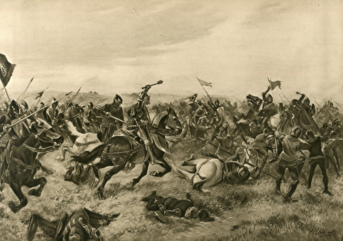 Battle of Agincourt on 25th October 1415 in the Hundred Years War: picture by Henri Duplay: click here to buy this picture