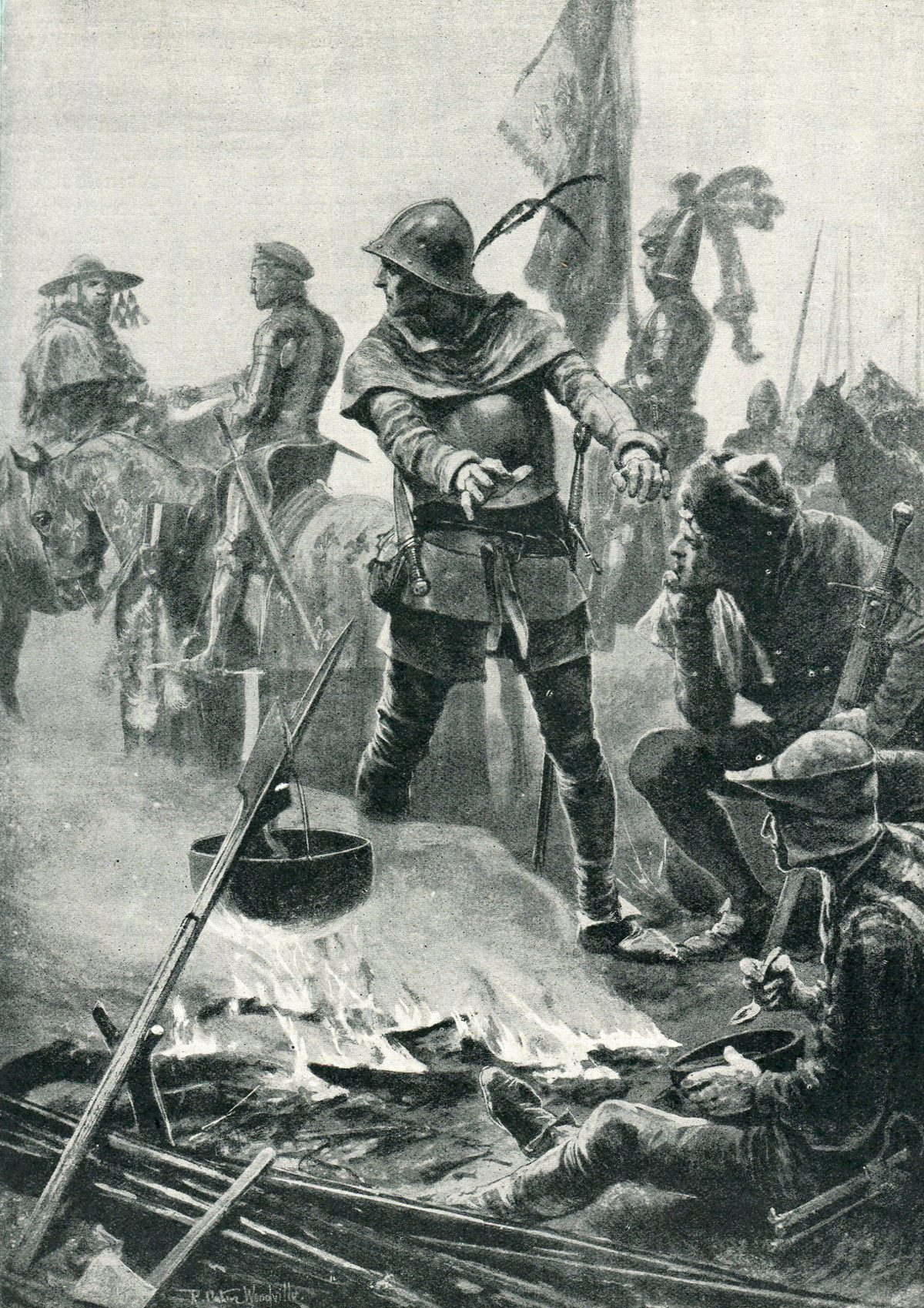 Cardinal Talleyrand leaves the English camp the night before the Battle of Poitiers on 19th September 1356 in the Hundred Years