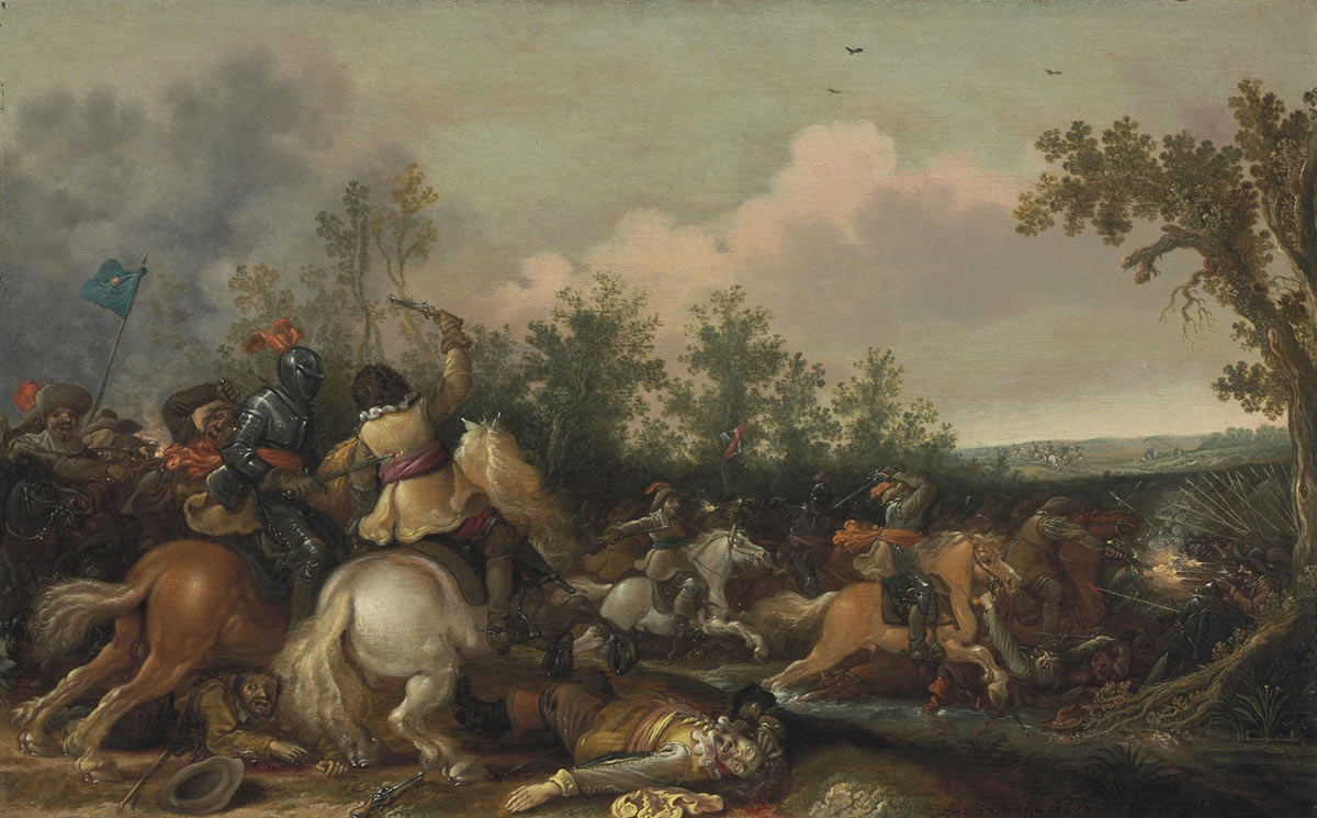 Cavarly attacking Foot: Battle of Marston Moor 2nd July 1644 in the English Civil War