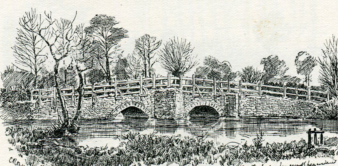 Cropredy Bridge: Battle of Cropredy Bridge on 29th June 1644 in the English Civil War: drawing by C.R.B. Barrett