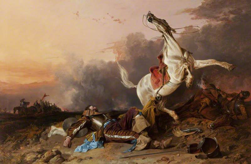 Death of Sir William Lambton at the Battle of Marston Moor on 2nd July 1644 in the English Civil War: picture by Richard Ansdell
