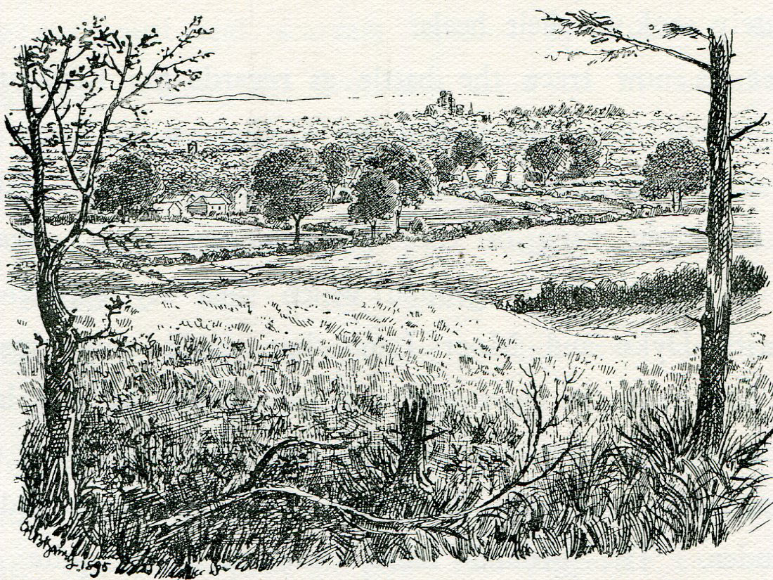 Marston Moor looking east to York: Battle of Marston Moor on 2nd July 1644 in the English Civil War: drawing by C.R.B. Barrett