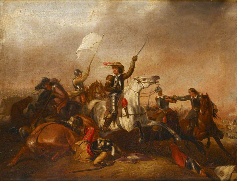 Oliver Cromwell leads his ‘Ironsides’ to the attack on the Royalist Centre: the Battle of Marston Moor on 2nd July 1644 in the English Civil War