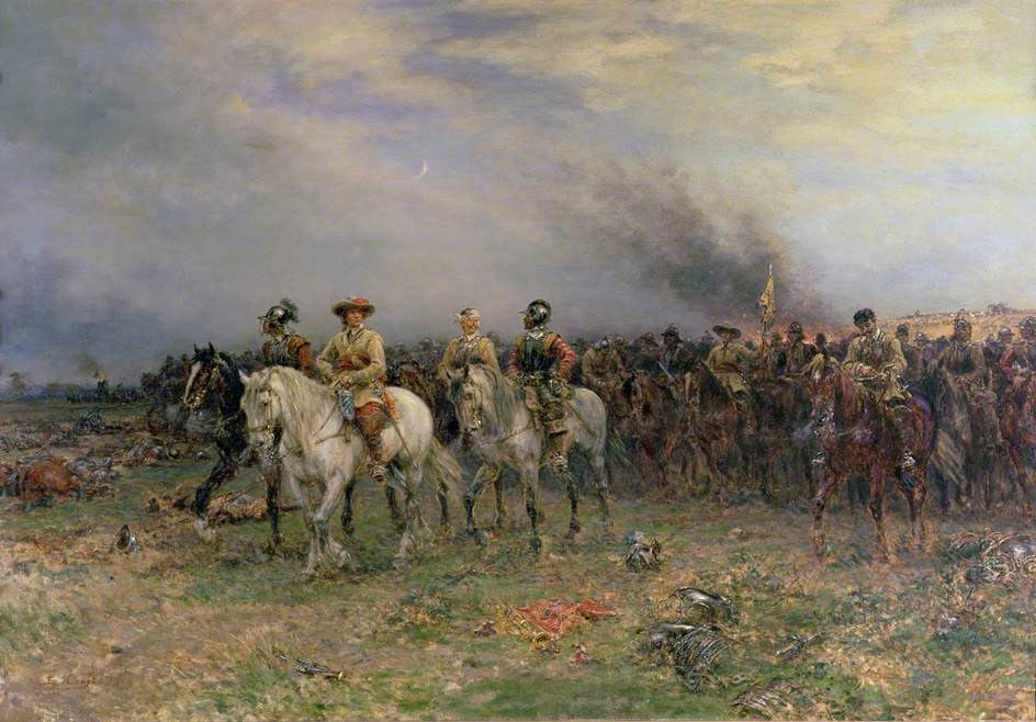 Oliver Cromwell leading his ‘Ironsides’ at the Battle of Marston Moor on 2nd July 1644 in the English Civil War