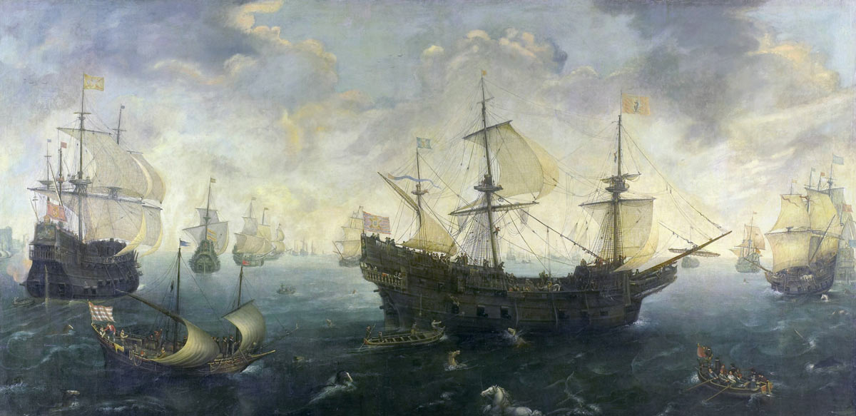 Spanish Armada off the English coast June 1588: picture by Cornelis Claesz Van Wieringen: click here to buy this picture