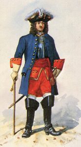 British Engineer Officer: Battle of Blenheim 2nd August 1704 in the War of the Spanish Succession: picture by Richard Simkin