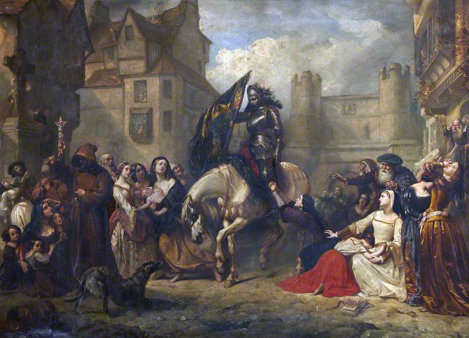 News of the Battle of Flodden on 9th September 1513 brought to Edinburgh: picture by Thomas Jones Barker