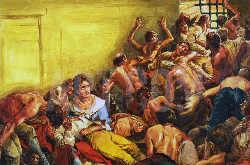 Black Hole of Calcutta: Battle of Plassey on 23rd June 1757 in the Anglo-French Wars in India: picture by Cecil Doughty: buy this picture