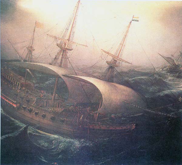 Armada ships in deep trouble in storms off the coast of Ireland: Spanish Armada June to September 1588
