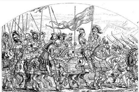 “The Standard of the Crafts within the Burgh” of Edinburgh, known colloquially as “The Blue Blanket”, carried in war by the tradesmen of Edinburgh, when led by their King: Battle of Flodden 9th September 1513