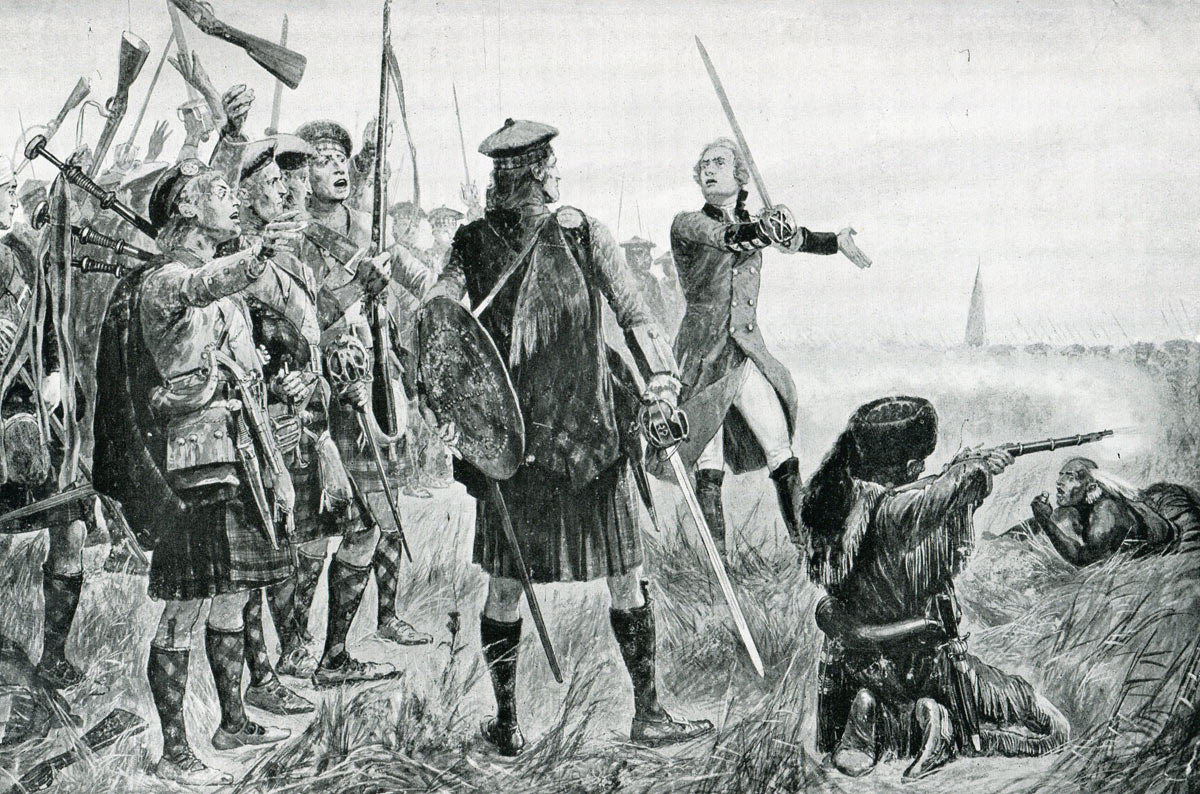 General Wolfe and his troops: Battle of Quebec 13th September 1759 in the French and Indian War or the Seven Years War: picture by Richard Caton Woodville: click here to buy this picture
