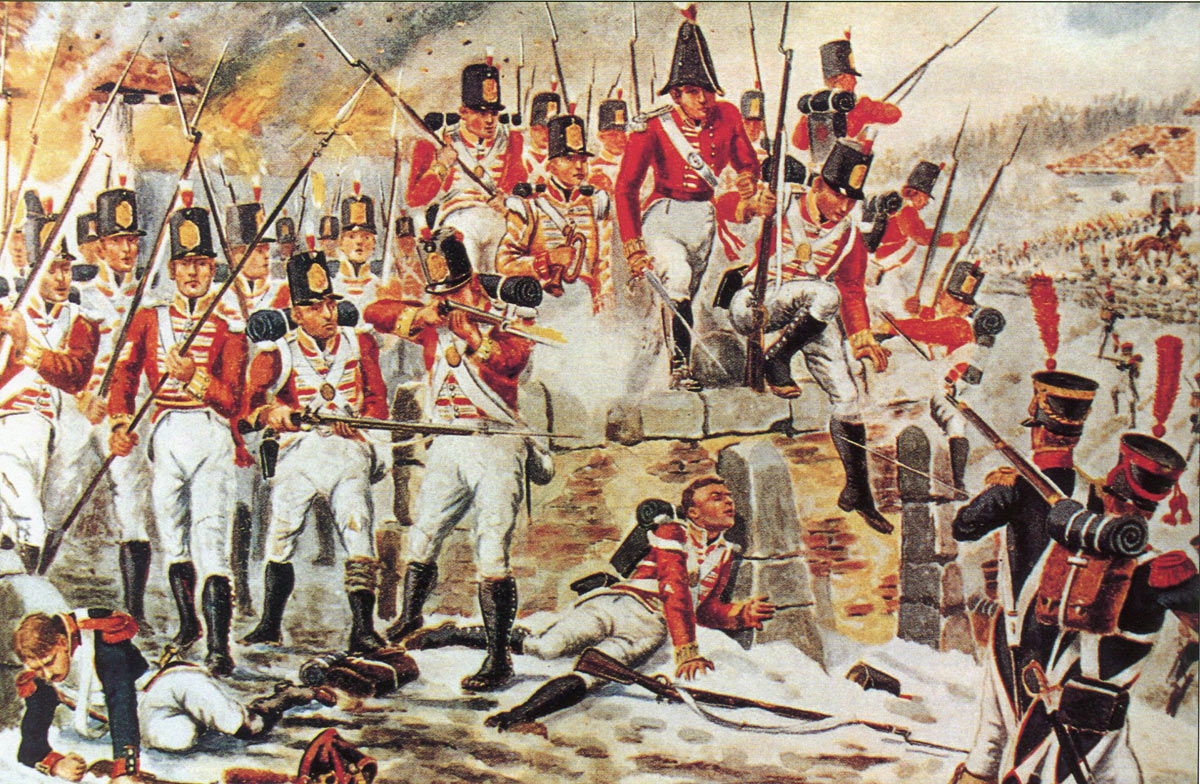 26th Foot at the Battle of Corunna on 16th January 1809 in the Peninsular War: picture by Richard Simkin