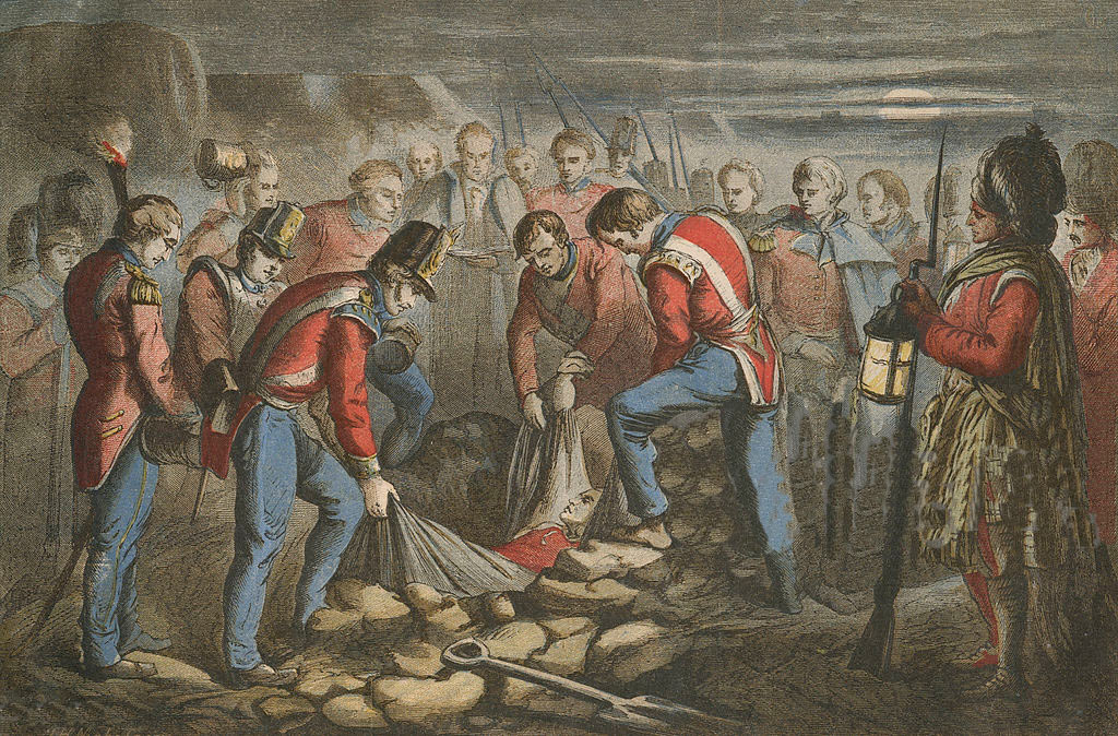 Burial of Sir John Moore at the Battle of Corunna on 16th January 1809 in the Peninsular War