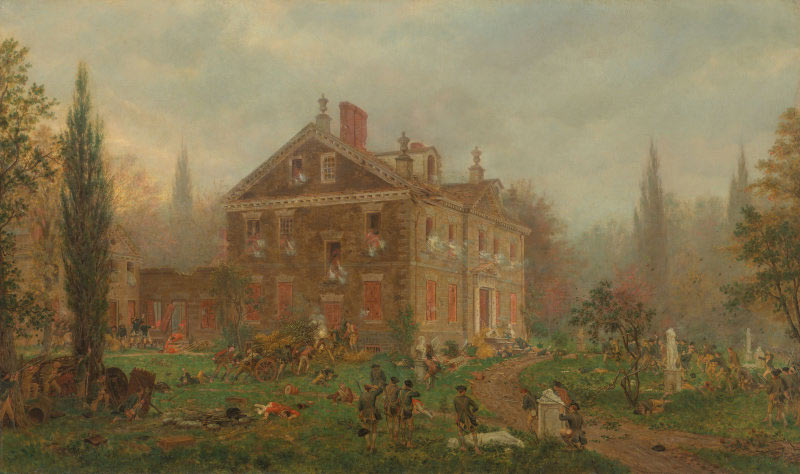 The American attack on the Chew House at the Battle of Germantown on 4th October 1777 in the American Revolutionary War: picture by Edward Lamson Henry