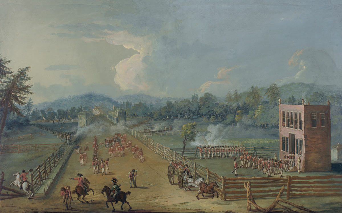 British 40th Foot occupying the Chew House in the Battle of Germantown on 4th October 1777 in the American Revolutionary War: picture by Xavier della Gatta