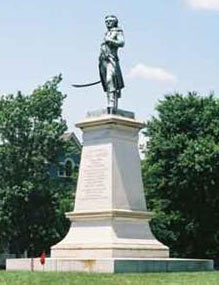 Statue of Hugh Mercer at Fredericksburg, Virginia: Battle of Princeton 3rd January 1777 in the American Revolutionary War