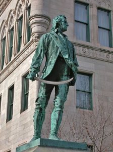 Statue to Thomas Knowlton in Hartford Connecticut: Battle of Harlem Heights 16th September 1776 in the American Revolutionary War