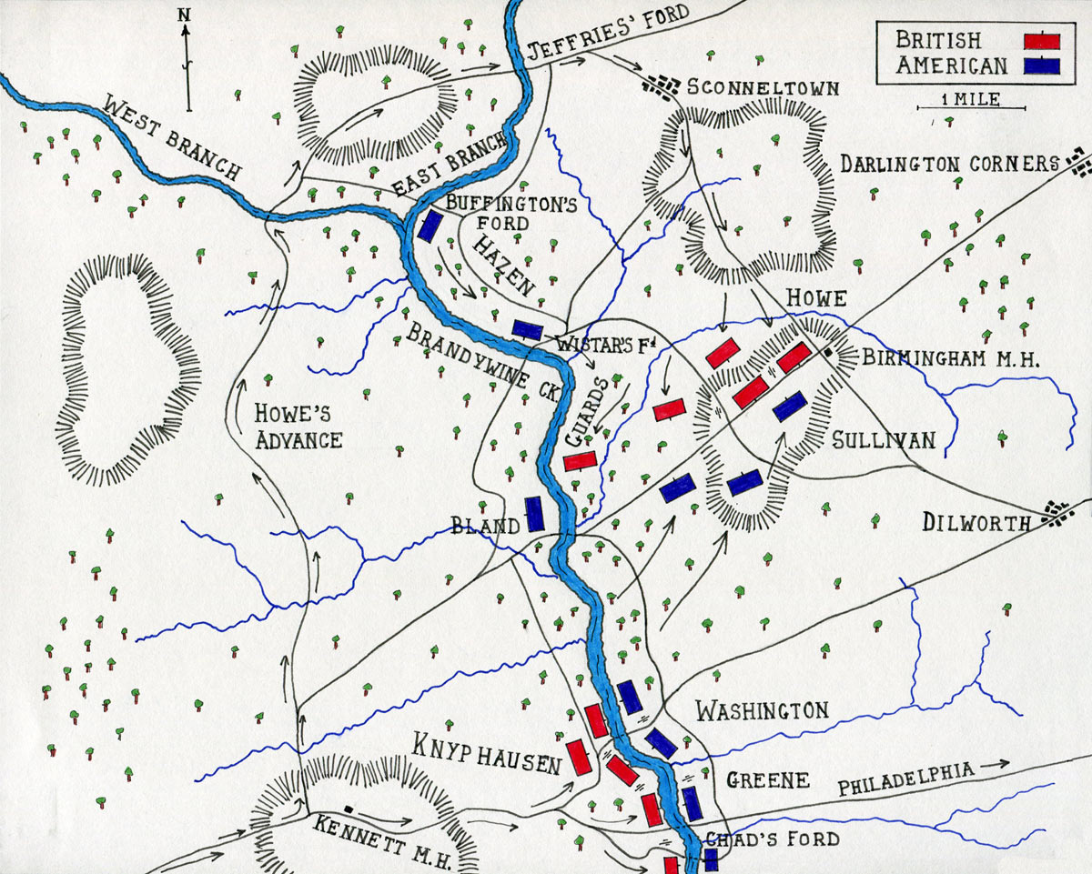 Image result for the battle map of the battle of brandywine public domain