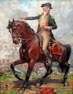 General George Washington at the Battle of Harlem Heights 16th September 1776 in the American Revolutionary War: picture by John Ward Dunsmore