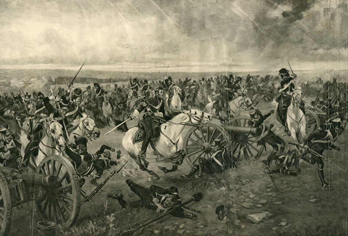 Charge of the Royal Scots Greys at the Battle of Waterloo on 18th June 1815: picture by Henri Dupray: buy this picture