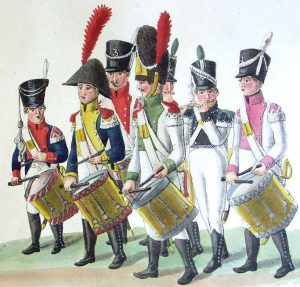 Drummers and Fifers from various French Infantry Regiments: Battle of Waterloo on 18th June 1815: picture by Suhrs