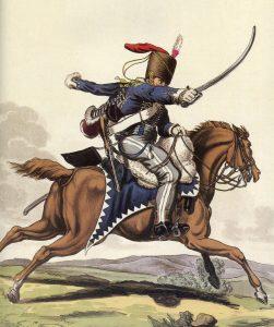 7th Queen's Own Light Dragoons (Hussars): Battle of Waterloo 18th June 1815: picture by Charles Hamilton Smith: buy this picture