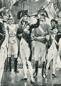 Admiral Lord Nelson puts the telescope to his blind eye at the Battle of Copenhagen on 2nd April 1801 in the Napoleonic Wars: buy a picture of this incident