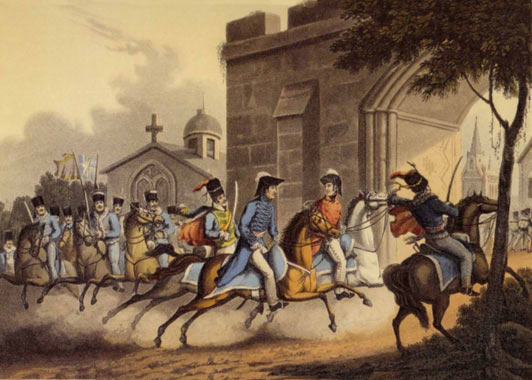 Lord Wellington entering the city after the Battle of Salamanca on 22nd July 1812 during the Peninsular War