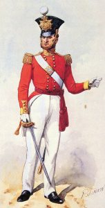Officer of HM 29th Regiment: Battle of Chillianwallah on 13th January 1849 during the Second Sikh War: picture by Richard Simkin