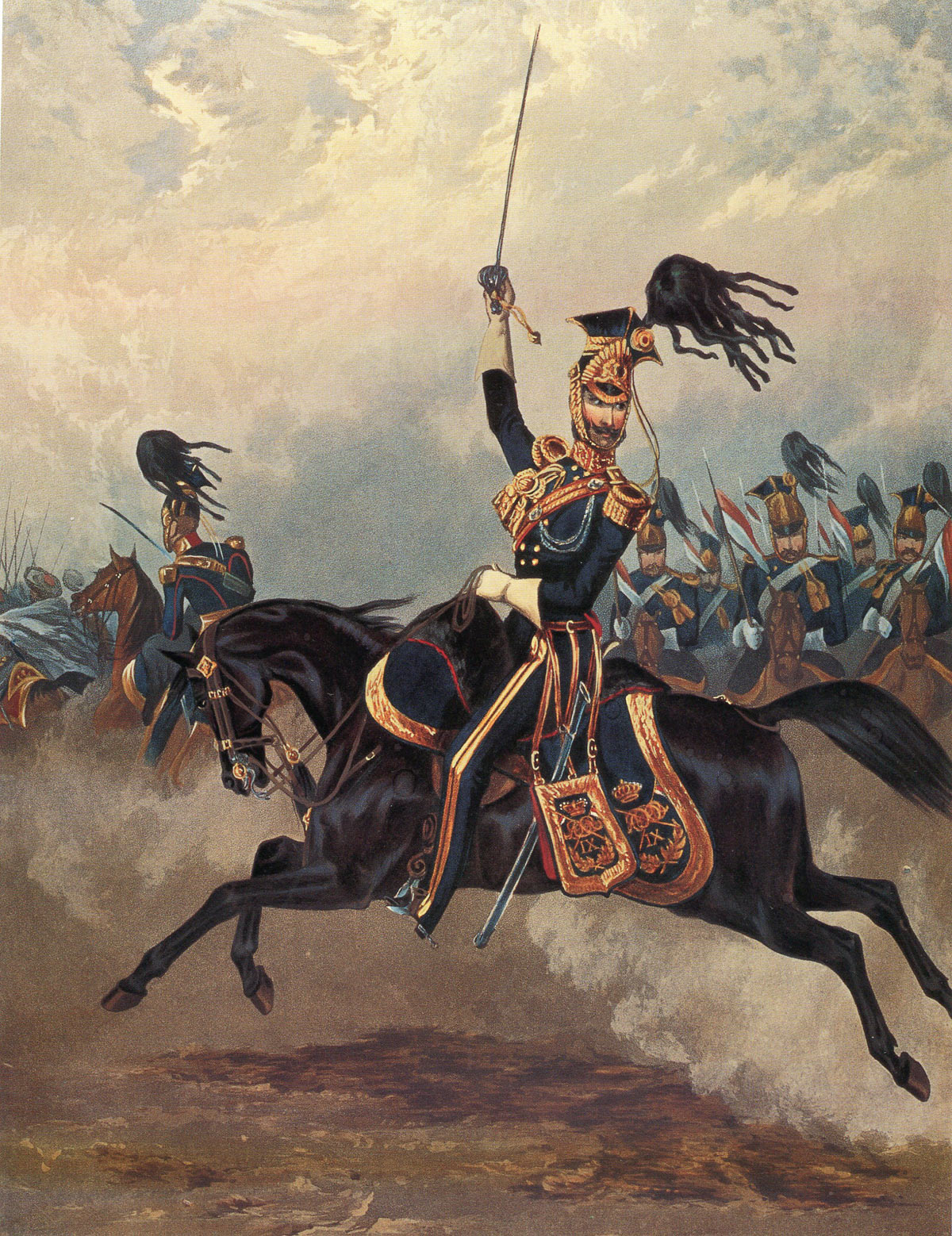 9th Queen's Royal Lancers: Battle of Chillianwallah on 13th January 1849 during the Second Sikh War: print by Ackermann