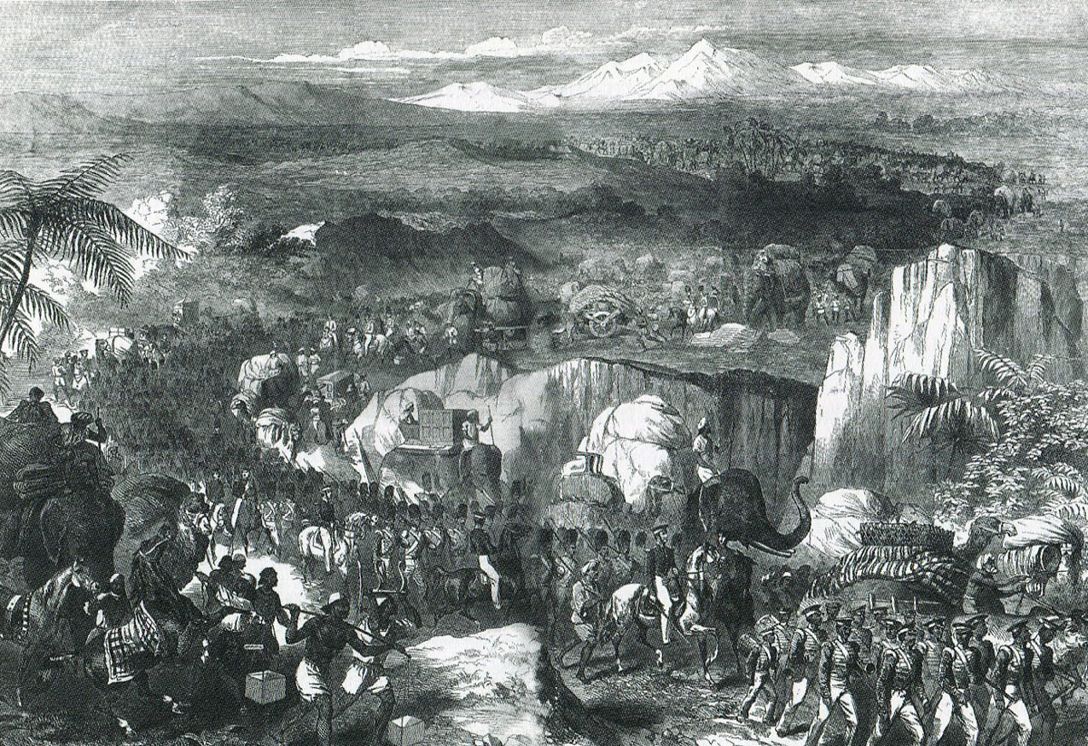 Army of the Sutlej on the march: Battle of Goojerat on 21st February 1849 during the Second Sikh War