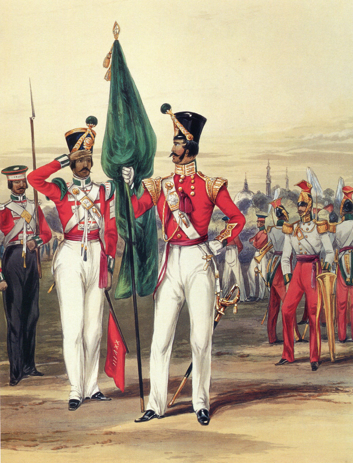 Bengal Native Infantry: Battle of Chillianwallah on 13th January 1849 during the Second Sikh War: print by Ackermann